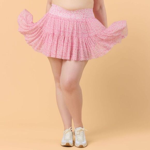 Blogilates Pants - Blogilates Women's Mommy & Me Ballerina Skort - Pink Floral Print 1X